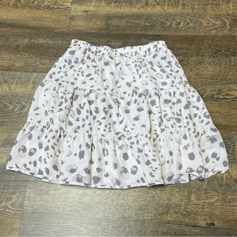 Cloth & Stone Skirt Blush Leopard Print Tiered Elastic Waist Large Anthropologie